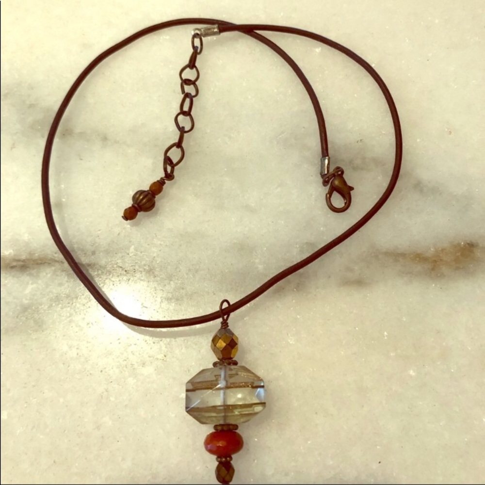 Necklace with large clear bead